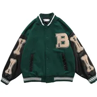 Hip Hop College Jackets Mens Furry Stars Letters Embroidery