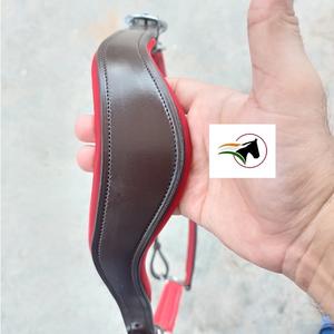 Licol de cheval en cuir anatomique avec nez et joues rembourrés rouges, design à canal vide pour incrustation de cristaux DIY - Product Image 6