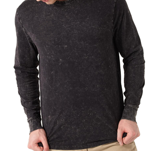 T-shirts à manches longues Tie-Dye personnalisés OEM, coupe ajustée, séchage rapide, col rond, noir, 100% coton, pour hommes – Vente chaude - Product Image 4