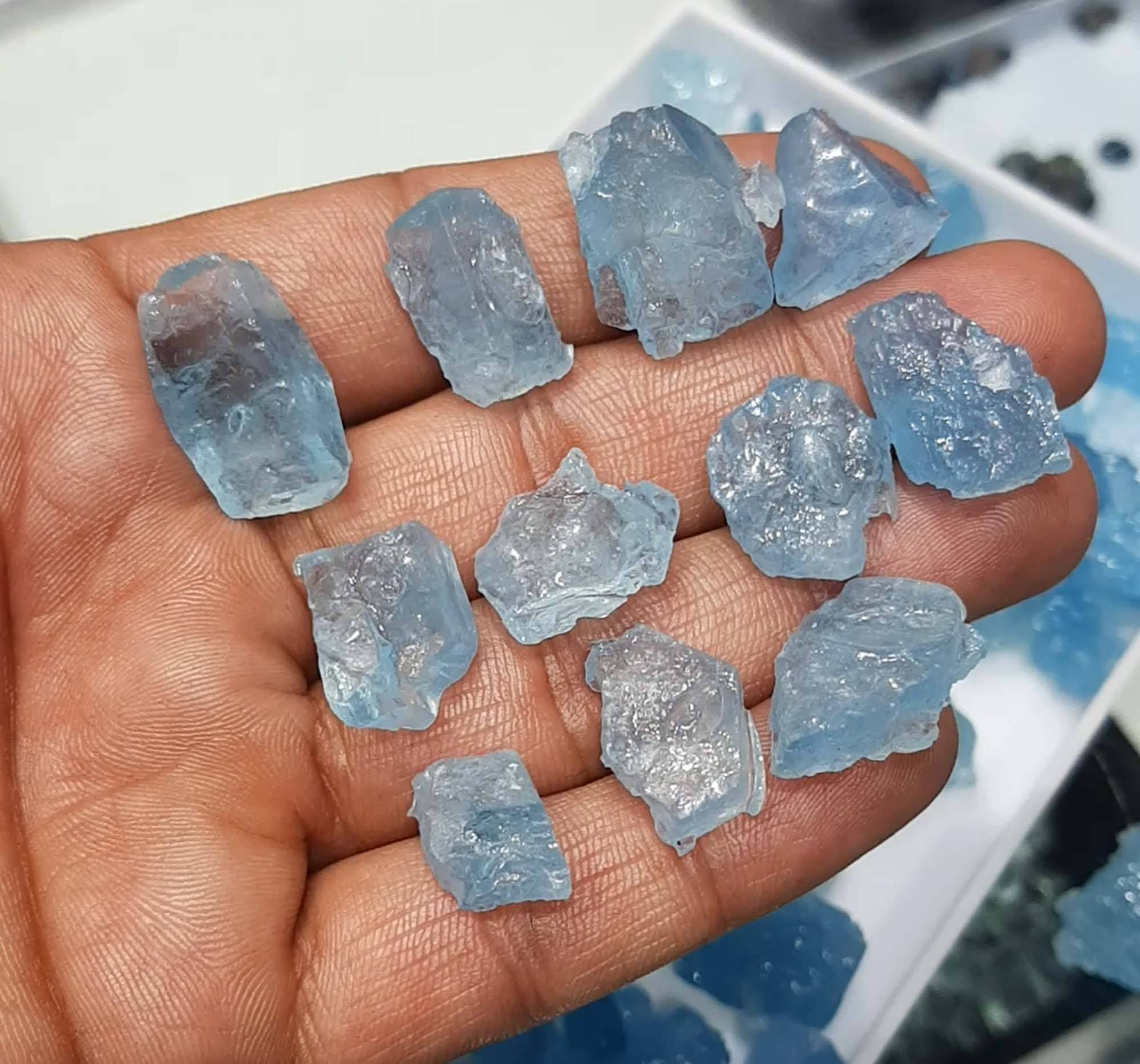 High Quality 14x16mm Blue Aquamarine Rough Fancy Faceted Loose Gemstone IGI  Certified Bulk Price for Men's Natural Jewelry