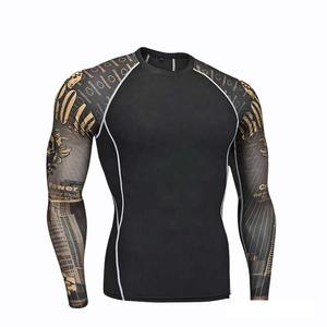 ชุดป้องกันผดผื่นพิมพ์ลายถ่ายโอนความร้อนแขนยาวของผู้ชาย (สแปนเด็กซ์/ ไนลอน) สำหรับโยคะ/ยิม/วิ่ง/กีฬา - Product Image 1