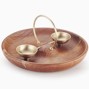 Bol à salade en bois de riz, support en fil d'or en métal pour décoration, ustensiles de Table, meilleure vente, pour salade de mariage - Product Image 3