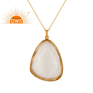 Crystal Quartz Gemstone Pendant Wholesale Sterling 925 Silver <b>Gold</b> Plated <b>Long</b> <b>Chain</b> <b>Necklace</b> Jewelry Classic Collection - Product Image 1