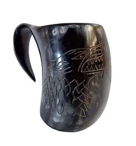 Tanduk Tankard Mug/Minum Tanduk Sapi/Viking Kualitas Terbaik (Mug 100% Alami) Oleh Axiom Home Aksen