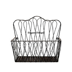 Cesta de pared de hierro Vintage rústico indio hecha a mano con estilo clásico cesta de diseñador de tamaño alto mejor cesta colgante de pared hecha a mano - Product Image 2