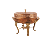 Réchaud en cuivre antique fait à la main avec support en laiton Équipement de chauffage et de maintien élégant