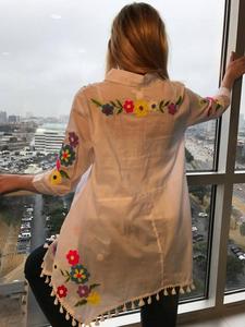 Túnica bordada Floral Multicolor para mujer, vestido de diseñador étnico Vintage - Product Image 6