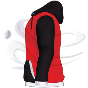 Sanzaf Enterprises Veste polaire pour hommes de haute qualité Tissu tissé à col à capuche rouge et noir avec motif de broderie Unisexe - Product Image 3