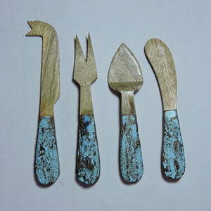 4-Piece Luxury Flatware Set Natural Wood and Resin Handle for Home Hotels Restaurants Handcrafted Cheese Cutting Tool Utensils - Product Image 2