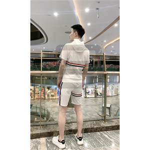 Men's two-piece sweat suit short sleeve trend hooded casual shorts sets - Product Image 4