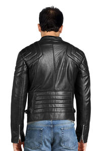 Veste de motard en cuir de mouton, fermeture éclair, pour motard, de couleur noire, toutes les couleurs et cuir fabriqué au Pakistan - Product Image 2