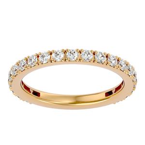 Anillo de boda de oro de 10 quilates con diamante natural redondo de 1,20 quilates |   Joyería Fina Apilable con Engaste de Puntas para Mujer, Elegante, para Aniversario y Boda - Product Image 1