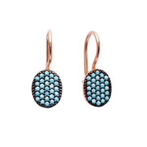 Oval Turquoise Stone Hook Earring Turkish Wholesale 925 <b>Sterling</b> <b>Silver</b> for Ladies Jewelry - Product Image 1