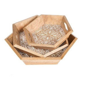 Bandejas de Servicio de Madera con Diseño Grabado de Alta Calidad, Forma Personalizada, para Hoteles, Restaurantes y Uso en Cocina, Bandeja para Servir Comida - Product Image 1
