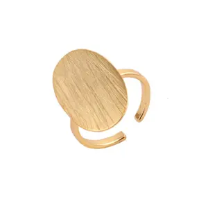 Ucuz toptan moda düz yüzük altın/gümüş kaplama fırçalanmış bitirme ayarlanabilir yüzük tasarımcı oval takılar unisex yüzük