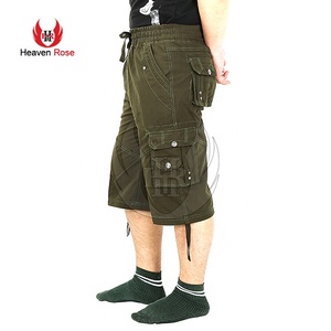 Premium Men's Green Cargo Shorts 6 Pocket Cotton Workwear Outdoor Casual Multi-Pocket Summer Shorts - Product Image 1