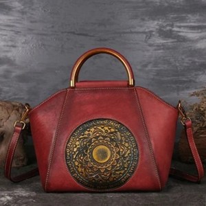 Bolso de piel auténtica para mujer, bandolera Retro, bolso de hombro grande, bolso de mano, de cuero de gran capacidad - Product Image 1