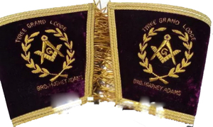 Vente en gros de gantelets de manchette brodés d'arche royale maçonnique décorée de perles et d'insignes à coudre - Product Image 5