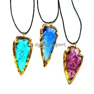 สร้อยคอหัวลูกศรชุบด้วยไฟฟ้าที่มีสีสันของ Obsidian - Product Image 1