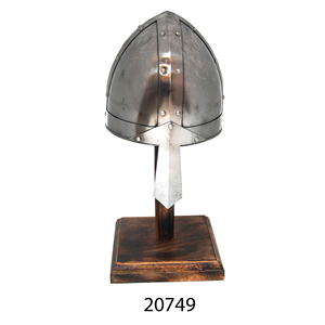 Vente chaude casque d'armure de fer croisé avec sangle de chaîne casque d'armure médiéval plaqué argent pour la décoration - Product Image 4