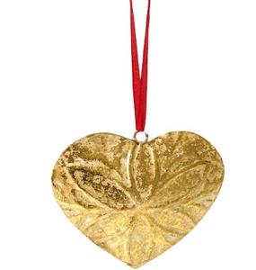CHRISTMAS TREE DECORATION <b>ORNAMENT</b> PREMIUM QUALITY <b>HEART</b> KHAKI COLOUR METAL CHRISTMAS HANGING <b>ORNAMENT</b> - Product Image 1