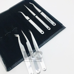 Pinzas de pestañas profesionales plateadas de alta calidad, pinzas de acero inoxidable, pinzas de extensión de pestañas postizas personalizadas, logotipo de visón - Product Image 1