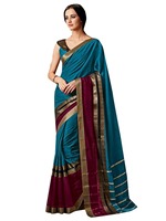 Sari indien Katan, dernière collection de créateurs, luxe, coton et soie, pour fêtes et mariages, pour femmes, en georgette, soie, viscose, rayonne, avec broderies.