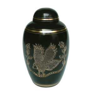 Crtion en laiton pour adultes noir avec aigle en or, fournitures de crème métallique moderne, Urn noir, - Product Image 1
