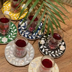 Assiette à thé en perles, mère de la perle, soucoupe ustensiles ustensiles ustensiles ustensiles ustensiles de dubaï, 1 pièce - Product Image 1