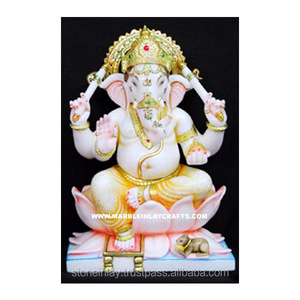 รูปปั้นพระพิฆเนศหินอ่อนที่สวยงาม - Product Image 1