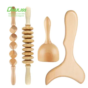 Kit of Therapy Wooden Body Sculpting Pink Maderoterapi de Mad Herramient Anti Cellulite Wood Tools Wooden Therapy Tools
