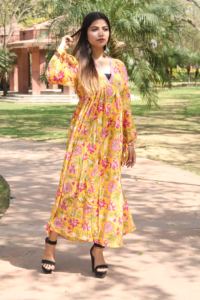 Svt-Robe de maternité longue en coton, tenue de nuit/de maternité, imprimée, caftan, Kimono, style indien, nouvelle collection - Product Image 2