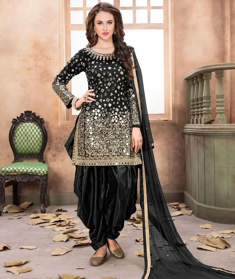 Vestido de tres piezas de estilo paquistaní, nuevo diseño, Kameez Salwar, con bordado pesado, trabajo de espejo, Dupatta a juego