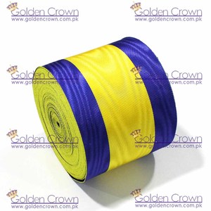 Cintas de Grosgrain Moire Masónicas con Logotipo Personalizado al por Mayor, Azul y Amarillo, Tejidas, de Doble Cara, Jacquard en Relieve, 4 Pulgadas de Ancho, Estilo Étnico - Product Image 2