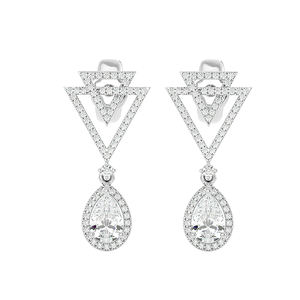 Pendientes solitarios de diamantes naturales brillantes redondos de oro blanco de 14 quilates para mujer al mejor precio, joyería elegante de pureza de Metal - Product Image 1