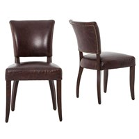 Chaises de salle à manger modernes de luxe en bois brun avec revêtement en cuir PU et pieds courbes en bois