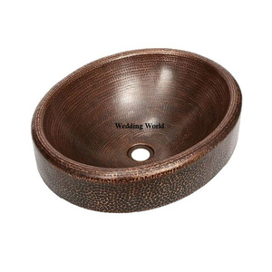 Fregadero de cobre redondo con estilo clásico hecho a mano de calidad superior Nuevo accesorio de baño de lujo-Lavabo de diseñador al por mayor - Product Image 4