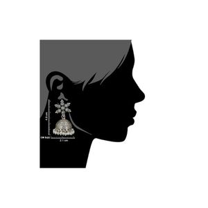 Pendientes de tuerca de Jhumkis para mujer, de plata de ley de diseño étnico hecho a mano, joyería de 4,80 cm NSJ-732/45787 - Product Image 3