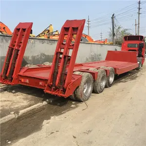 used Low Price Factory Heavy Duty 3 Axles Lowboy Trailer 60 80 100 Tons Lowbed Low Bed Truck Semi Trailer