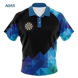 Polyester Sublimatie Polo Darts Shirts Indoor Darts Jersey Licht Gewicht Koele Droge Digital Printing Borduren Custom Design