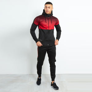 ขายร้อนผู้ชาย Tracksuit Custom Made Mens วิ่งออกกำลังกาย/ชายสีดำ Two Tone Hooded Skinny Fit Tracksuits - Product Image 1