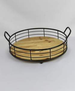 Plateau de service à dessert en fer et en bois fait à la main forme personnalisée plateau de service à dessert pour les meilleures ventes - Product Image 2