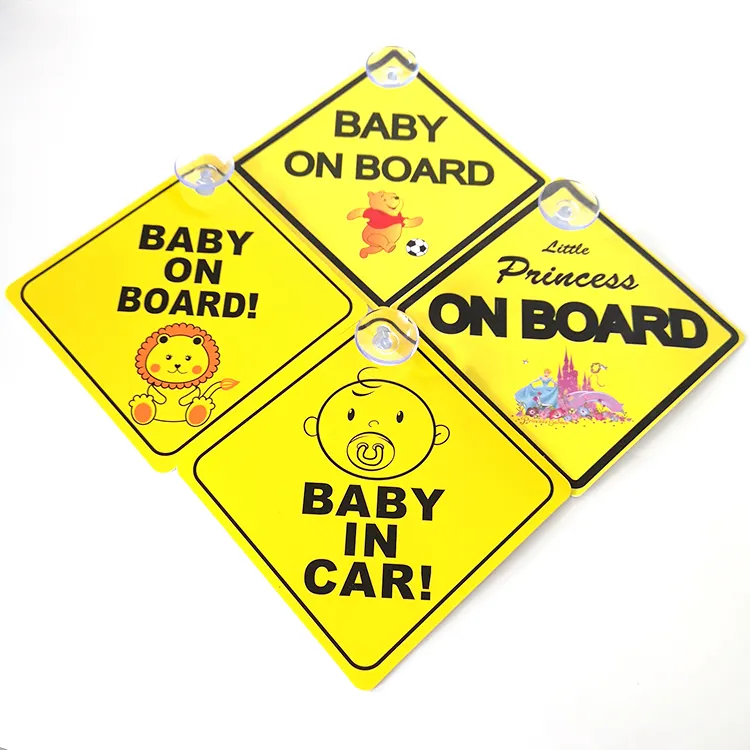 Custom Baby Sign Baby on Board Sticker PVC Suction Cup Card Sign Cosmetic Waterproof Opp Bag Adhesive Sticker Eye Cream Accept