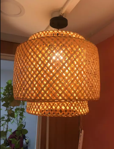 Lámpara decorativa de bambú de diseño tradicional hecha a mano para Villa, luces colgantes blancas cálidas, fuente de alimentación de CA de 220V, Vietnam - Product Image 6