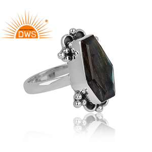 Bagues en argent Sterling 925 pour femmes, fabrication de bijoux, pendante naturelle, Labradorite, pierre précieuse, cercueil, offre spéciale - Product Image 3