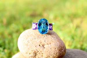 แหวนพลอยอเมทิสต์สีเงินสเตอร์ลิง925แบบคลาสสิกสำหรับงานแต่งงาน - Product Image 6