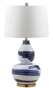 Home Accessories <b>Lamp</b> with White Lampshade Brass Porcelain Table <b>Lamps</b> Classic Blue White Led Lights Decor Bronze Ceramics Light - Product Image 2