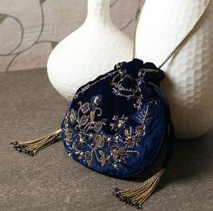 -DESIGNER--STYLISH--BEAUTIFUL--POTLI-BAGS WITH--EMBELLISHED WITH BEADS,CRYSTAL GLASS STONE, ZARI ---WORK-PARTY & <b>WEDDING</b>--2021. - Product Image 1