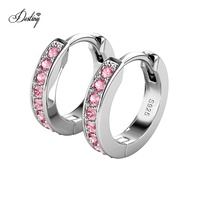 Boucles d'oreilles hypoallergéniques en argent 925 Daisini, petites créoles rondes roses avec cristaux, bijoux pour enfants