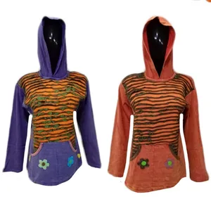 Elegante indio bohemio Floral multicolor calcetería tela chaqueta con capucha botón Casual ropa de invierno Mini Niño Orden modelo con cremallera - Product Image 1